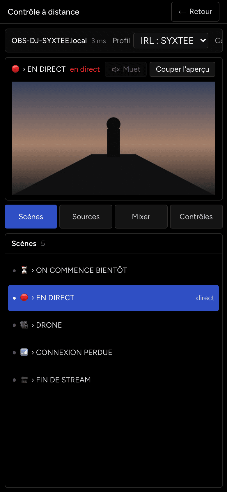 Console de contrôle à distance sur mobile